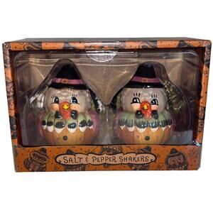 Johanna Parker Thanksgiving Turkeys Pilgrim Purple Salt & Pepper Shaker Set NEW